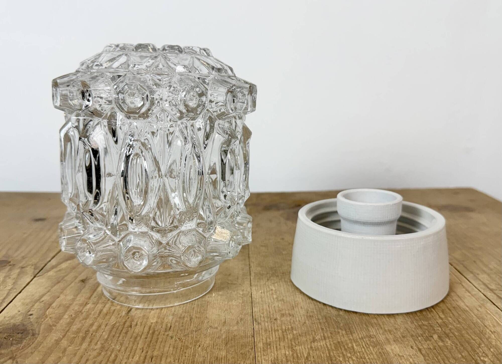 Vintage White Porcelain Ceiling Light, 1970s