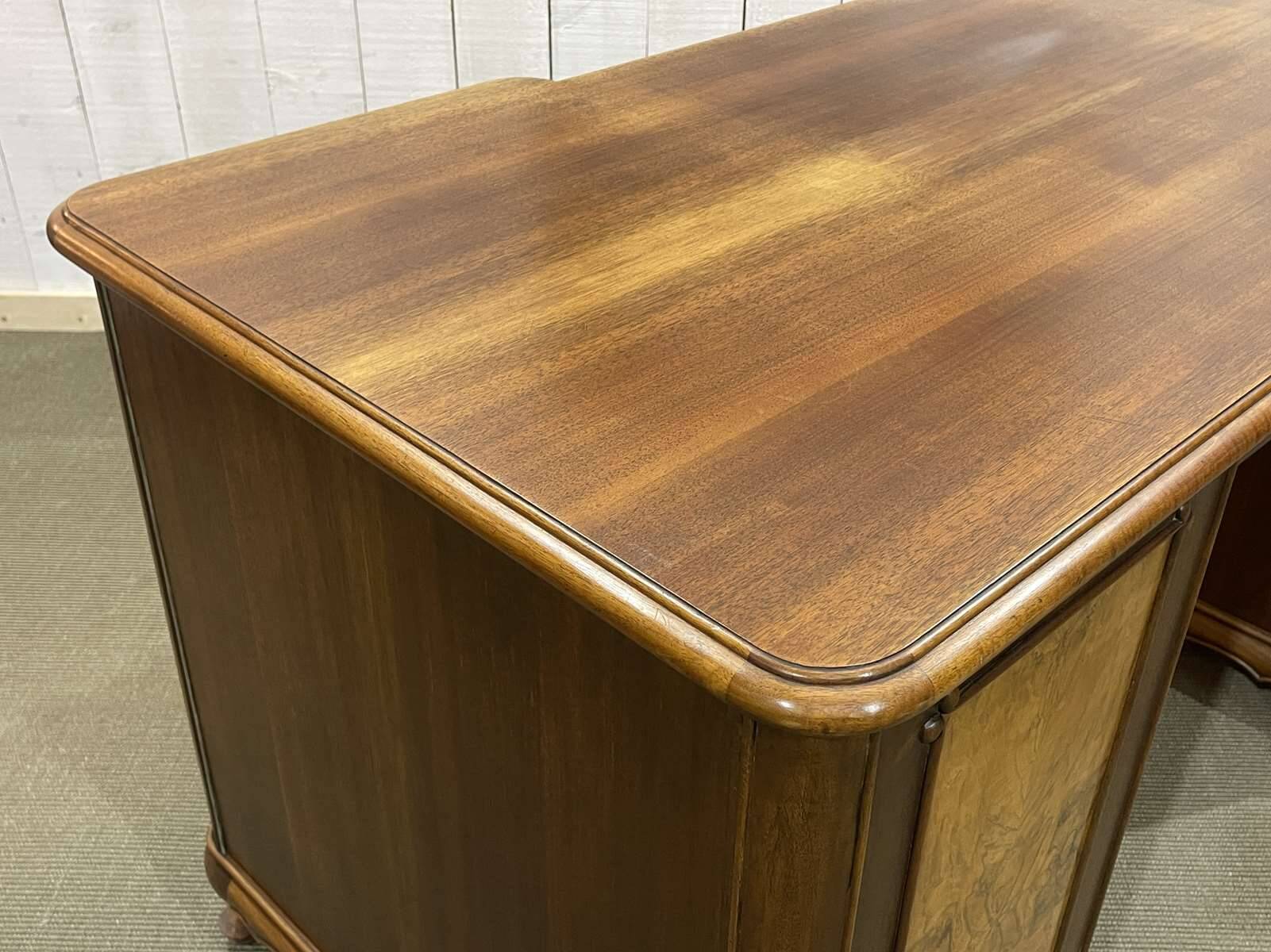 1950s English desk in walnut and oak