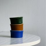 Trio of glazed ceramic ramekins