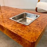 Italian design elm burl coffee table from the 70s Roche Bobois