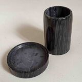 2-piece black marble desk set from the 1970s