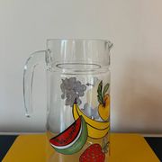 Vintage glass carafe with painted fruits