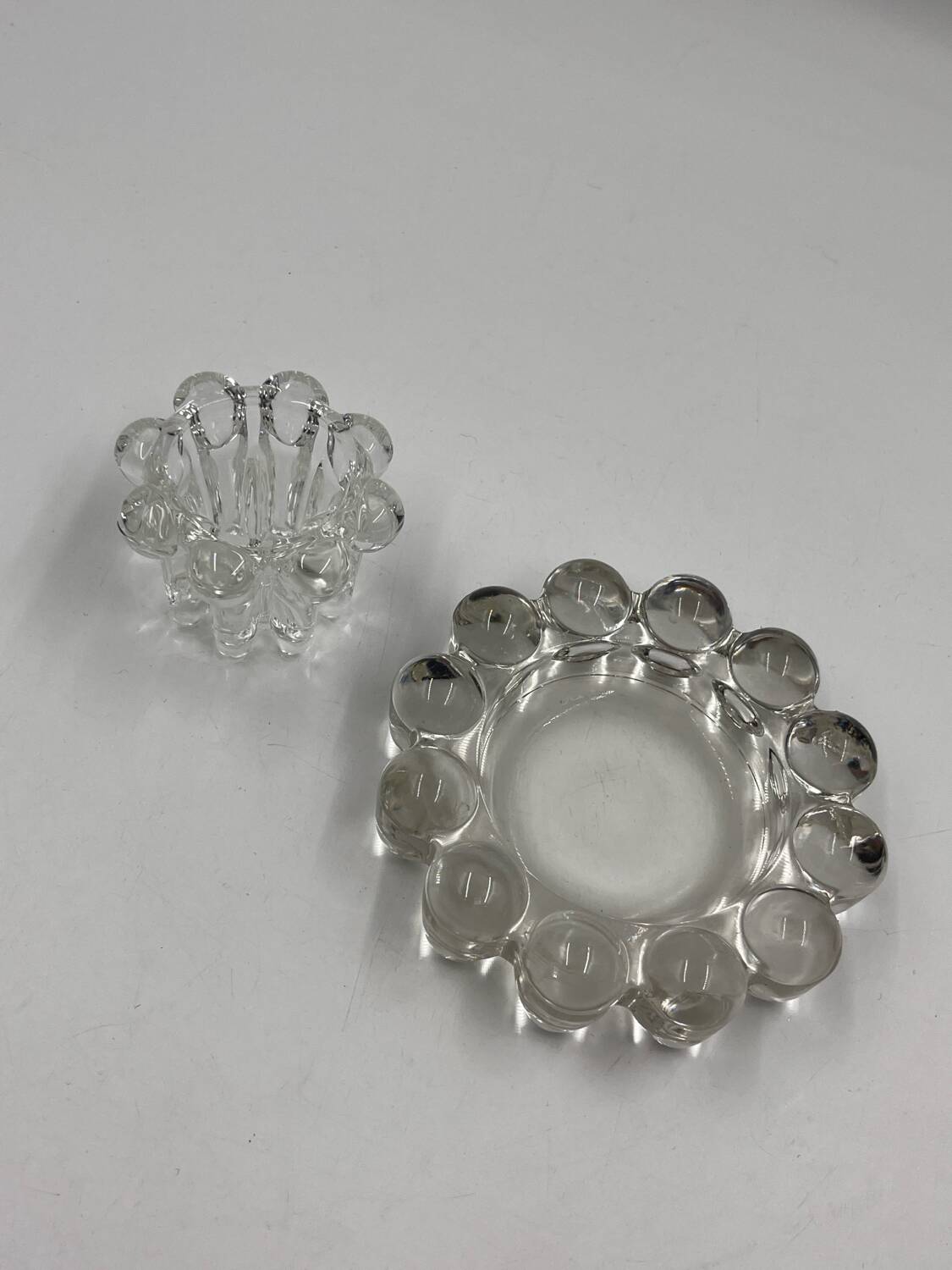 Glass candle holder duo