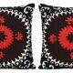 Lot de 2 housses de coussin brodées vintage 61x61 cm