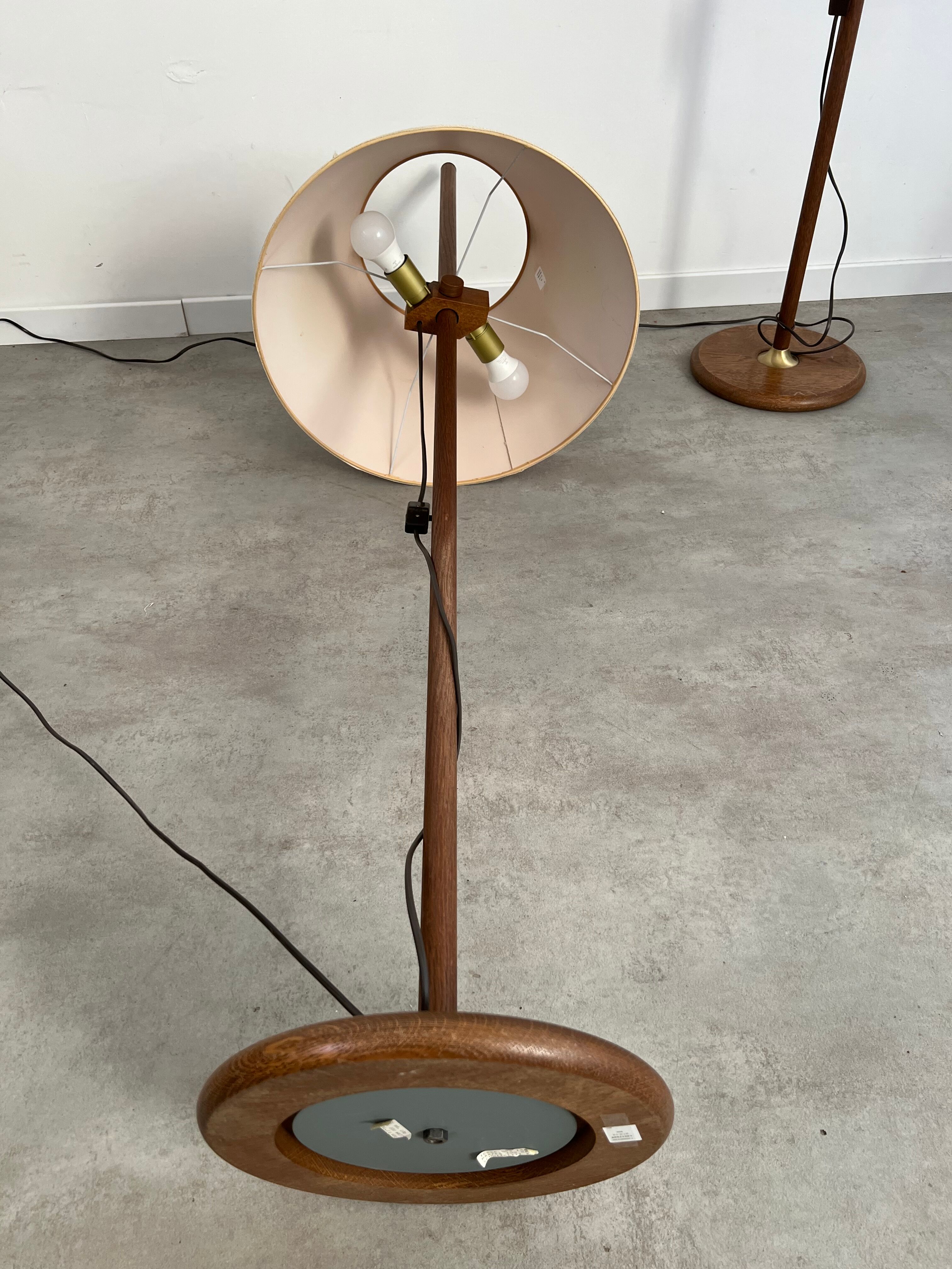 2 old adjustable floor lamps temde design in vintage scandinavian solid teak