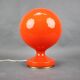 Lampe de table champignon en verre opalin orange tchèque des années 1970