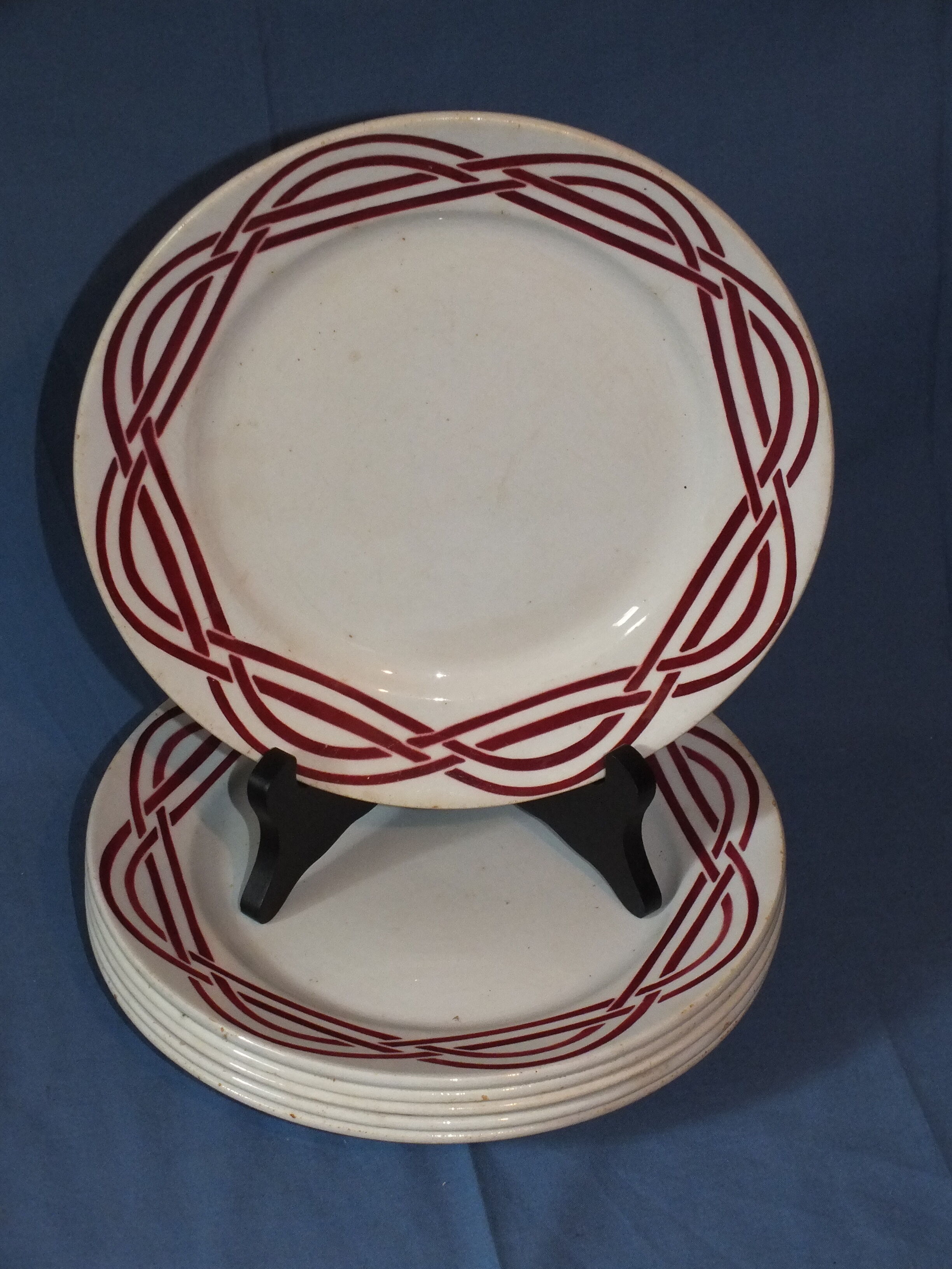 6 flat plates vintage art deco - red décor