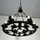 Wrought Iron Chandelier, 12 Lights, Gothic Style, French Work, circa 1