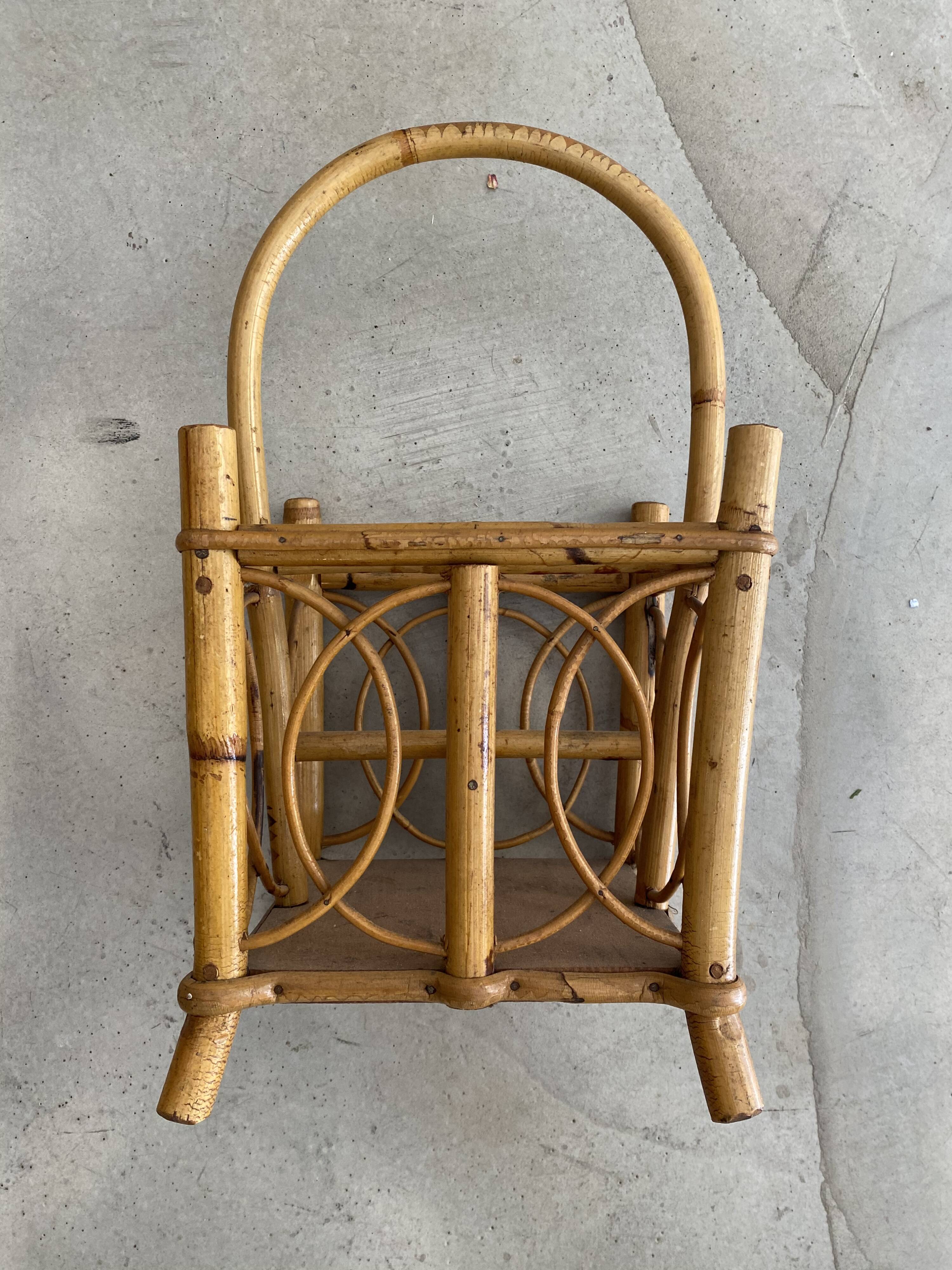 Rattan and bamboo bottle holder