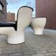 2x Joe Colombo Elda LONGHI Chair Black leather, White fiberglass