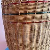 High basket with woven straws