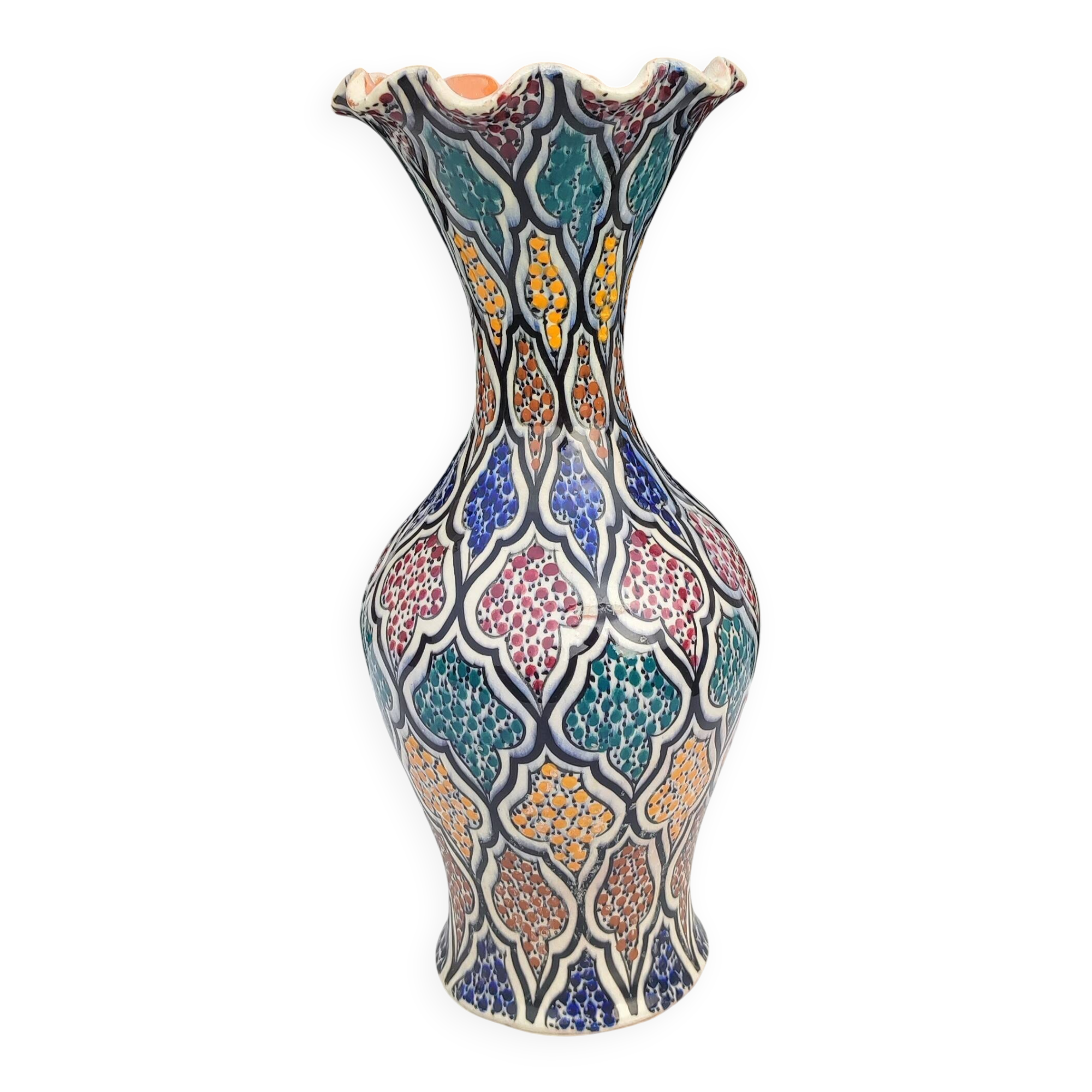 Moroccan ceramic vase from Safi - Traditional polychrome decoration
