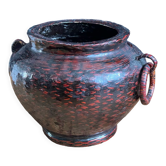 Vase japonais vintage en bambou tressé