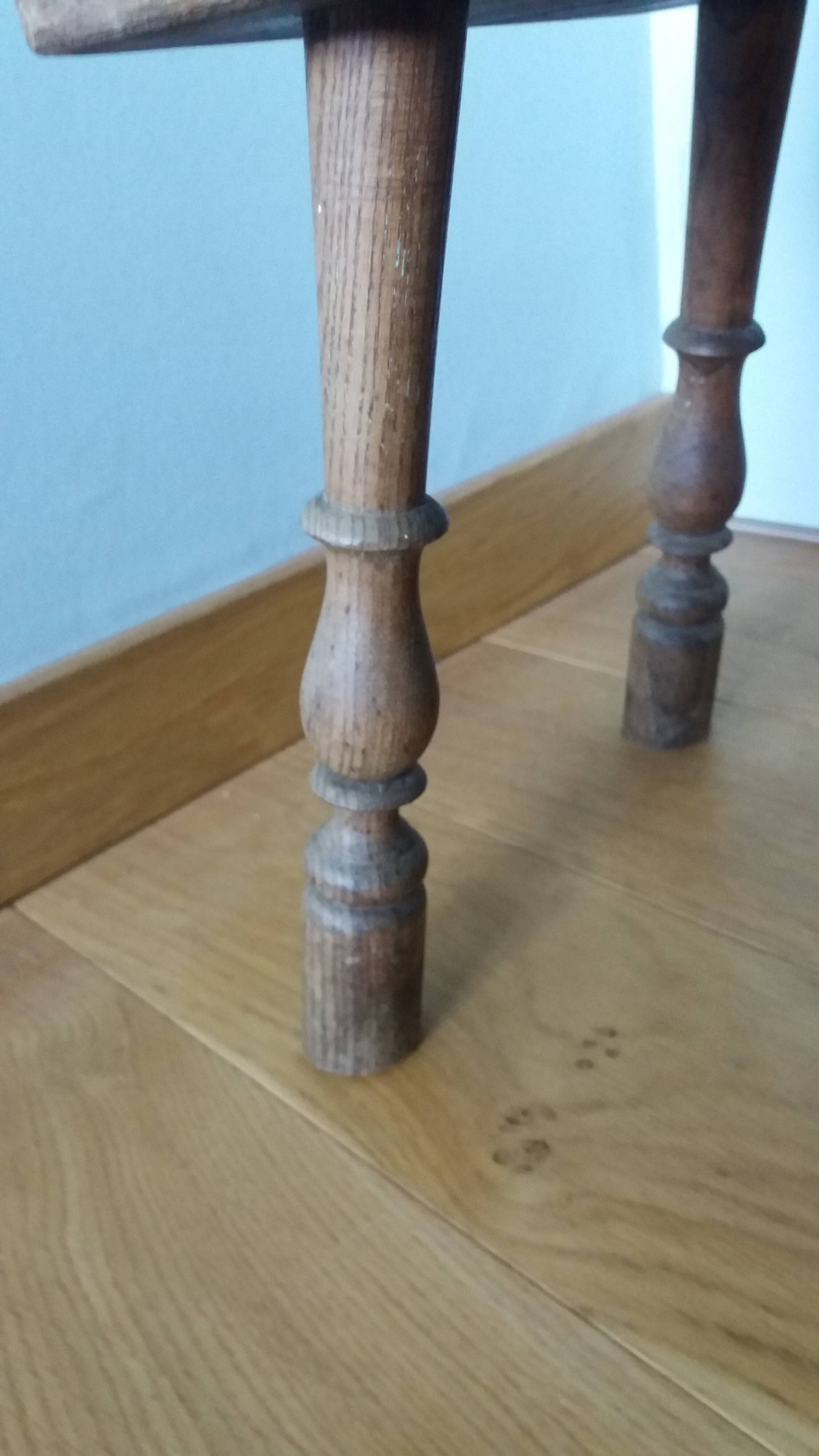 Upcycled brutalist stool, side table, bedside table in solid oak