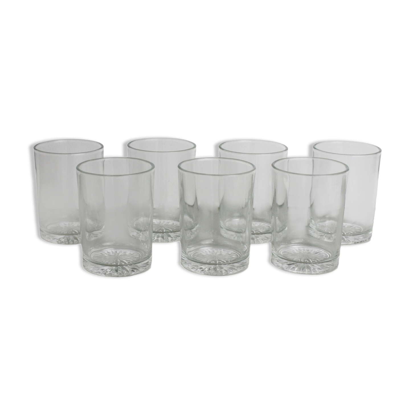 Set of 7 glass water glasses