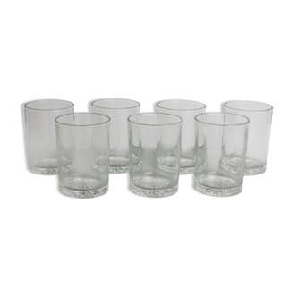 Set of 7 glass water glasses