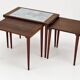 Rosewood nesting tables with ceramic tiles, Denmark, 1960s, set of 3