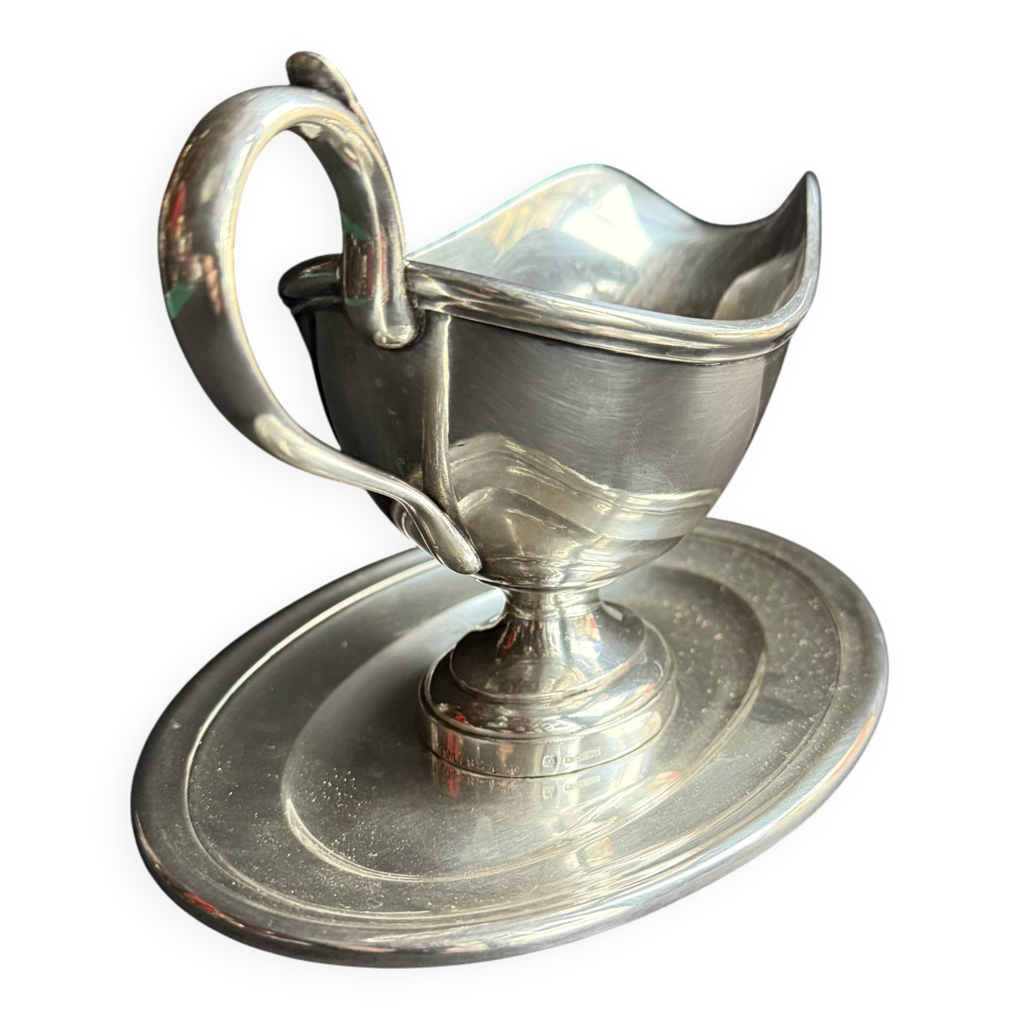 Silver metal helmet sauce boat - Christofle