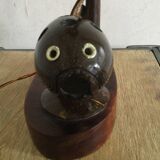 Lampe poisson globe bois et noix de coco