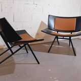 Pair of large airplane wing armchairs 1980