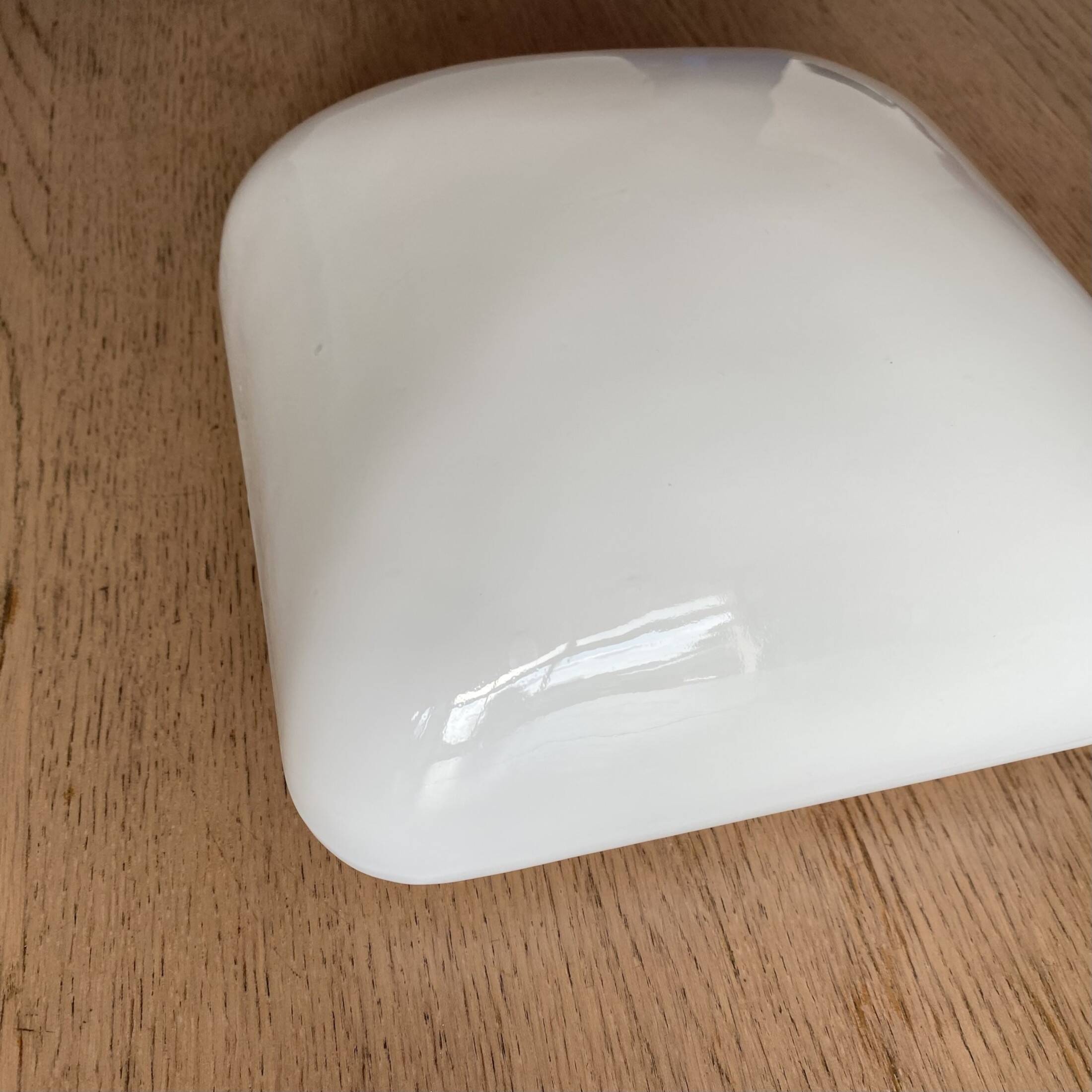 Square wall and ceiling light in white opaline glass, 1960-1970