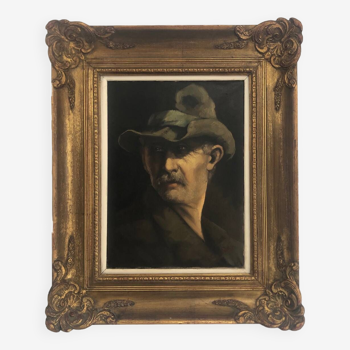 Portrait de vieil homme, huile sur toile signée