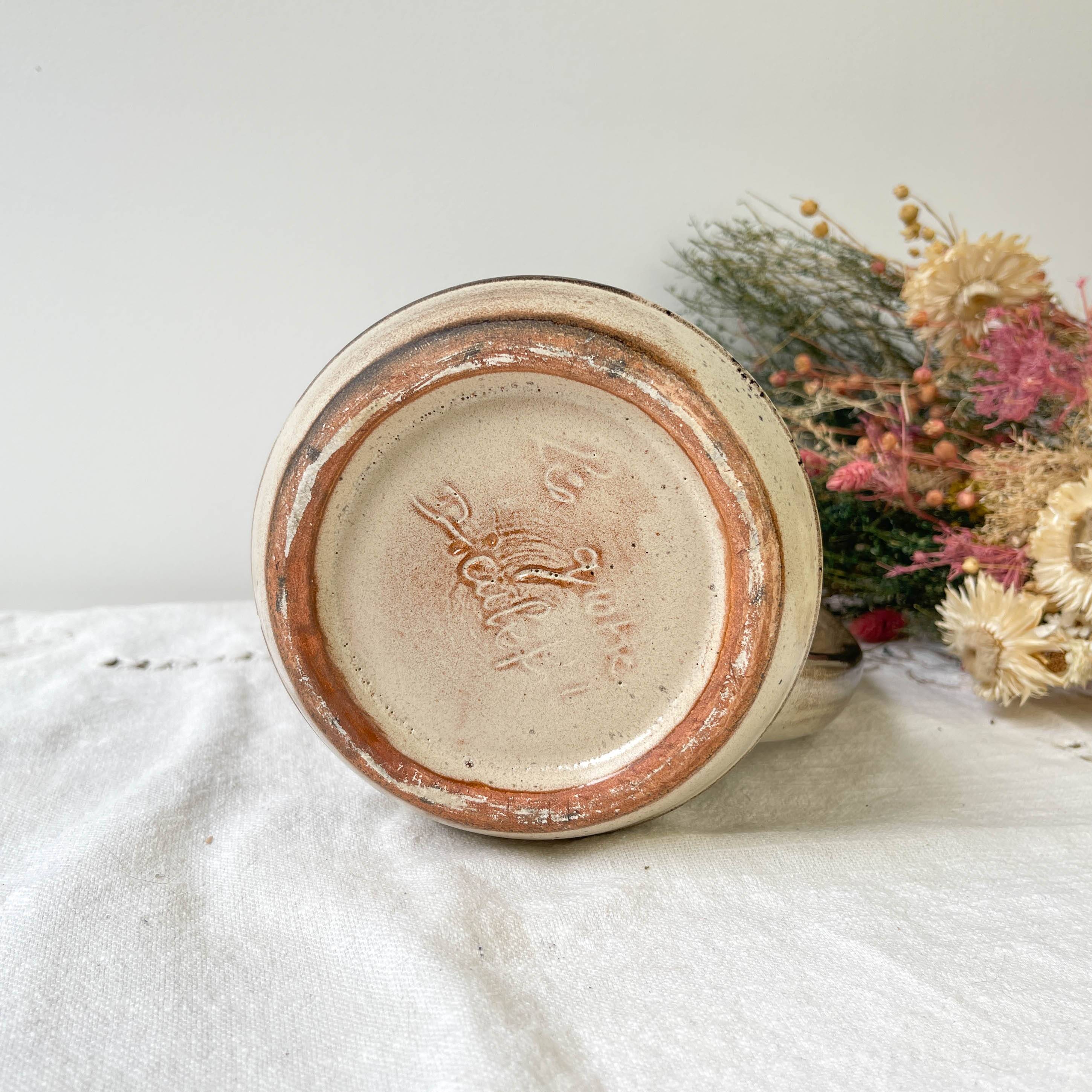 Ceramic pitcher from Les grottes dieulefit with floral pattern from the 1970s