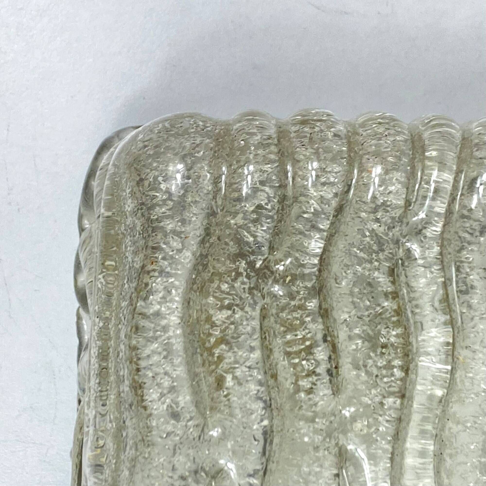 Very large ceiling light in thick textured glass 1960 Kalmar old light fixture LAMP-7044