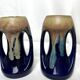 Vintage pair of small enameled stoneware vases with handles circa 1960