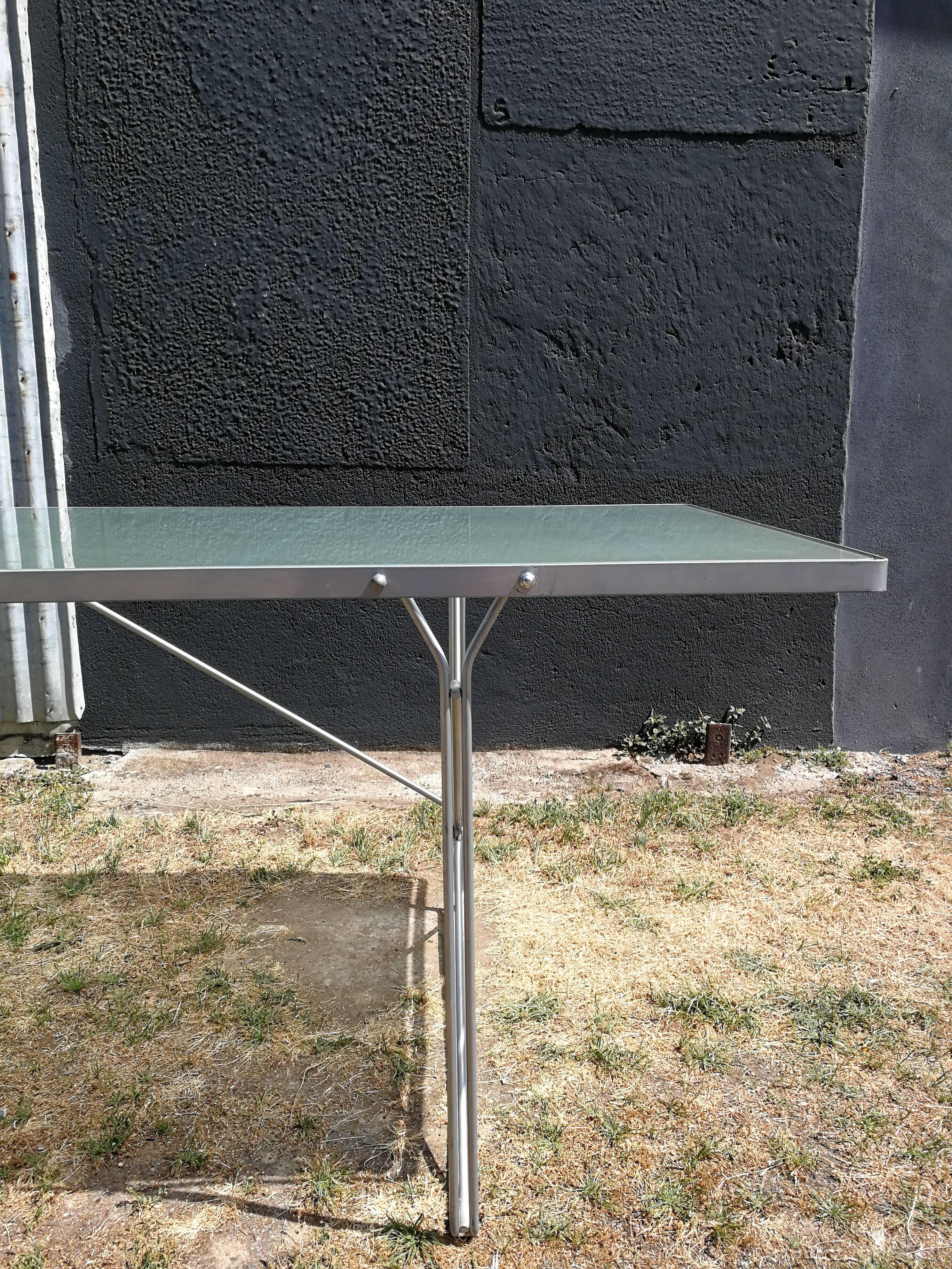 Moment glass and metal table by Niels Gammelgaard for Ikea