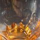 Vintage pink moulded glass water pitcher, 40-50s.