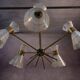 Diabolo design chandelier in frosted and chiseled glass with floral decoration, 1950s