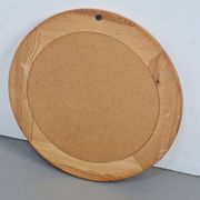 Vintage Scandinavian Round Pine Mirror, 1970s