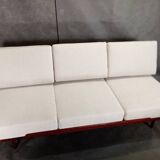 Jitona sobeslav sofa bed in walnut & boucle fabric, vintage czech 1960s