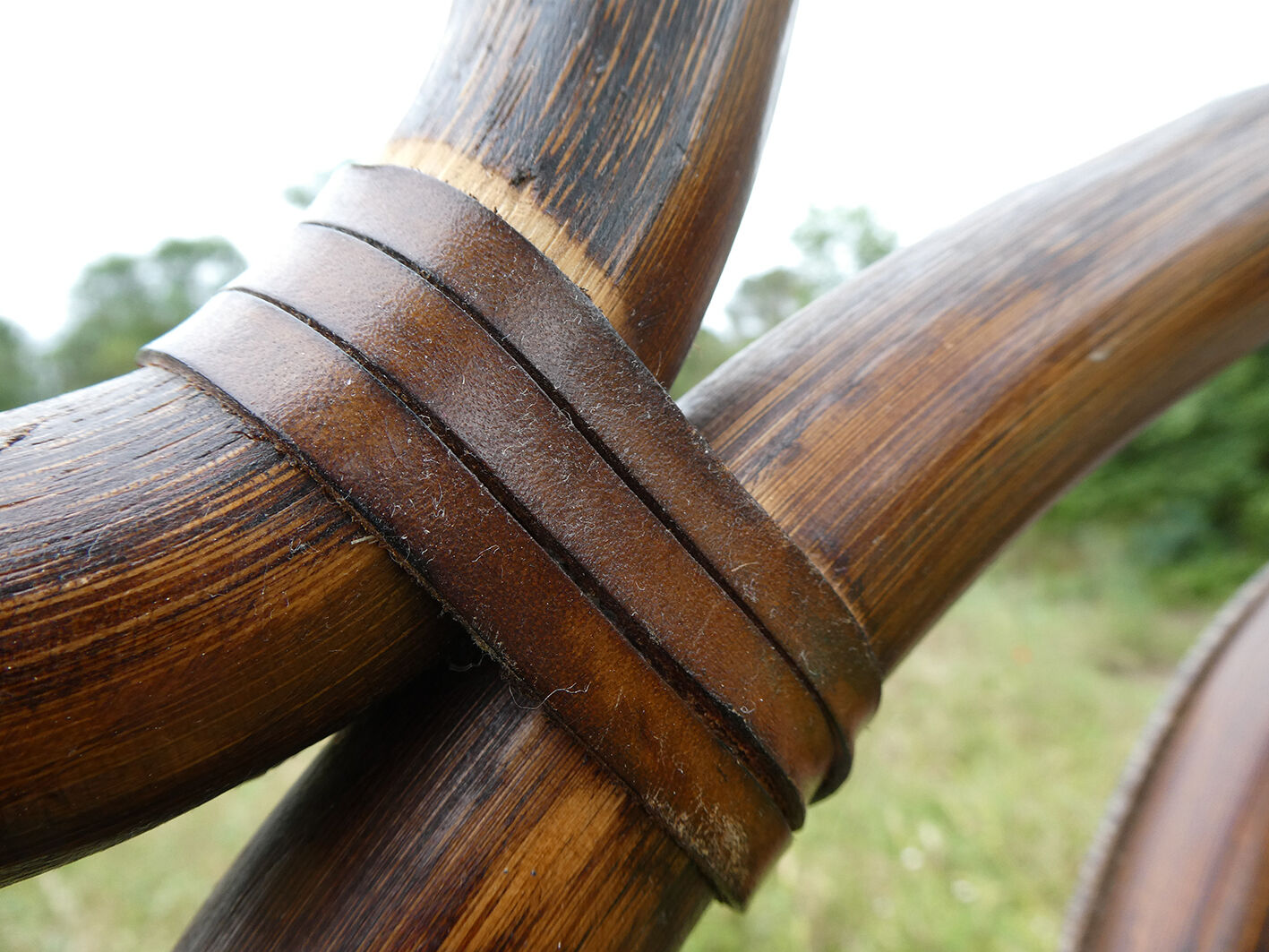 Vintage rattan psychedelic mirror 175x56cm