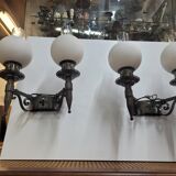 Paire d'appliques mural en fer