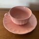 Antique salins les bains cup + saucer pink ceramic france vintage