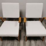 Mid-century wool boucle armchairs