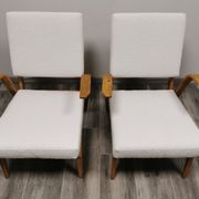 Mid-century wool boucle armchairs