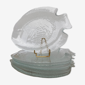 8 assiettes plates poisson transparentes