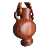 Hanging vase in solid wood carved / handcrafted / 1960