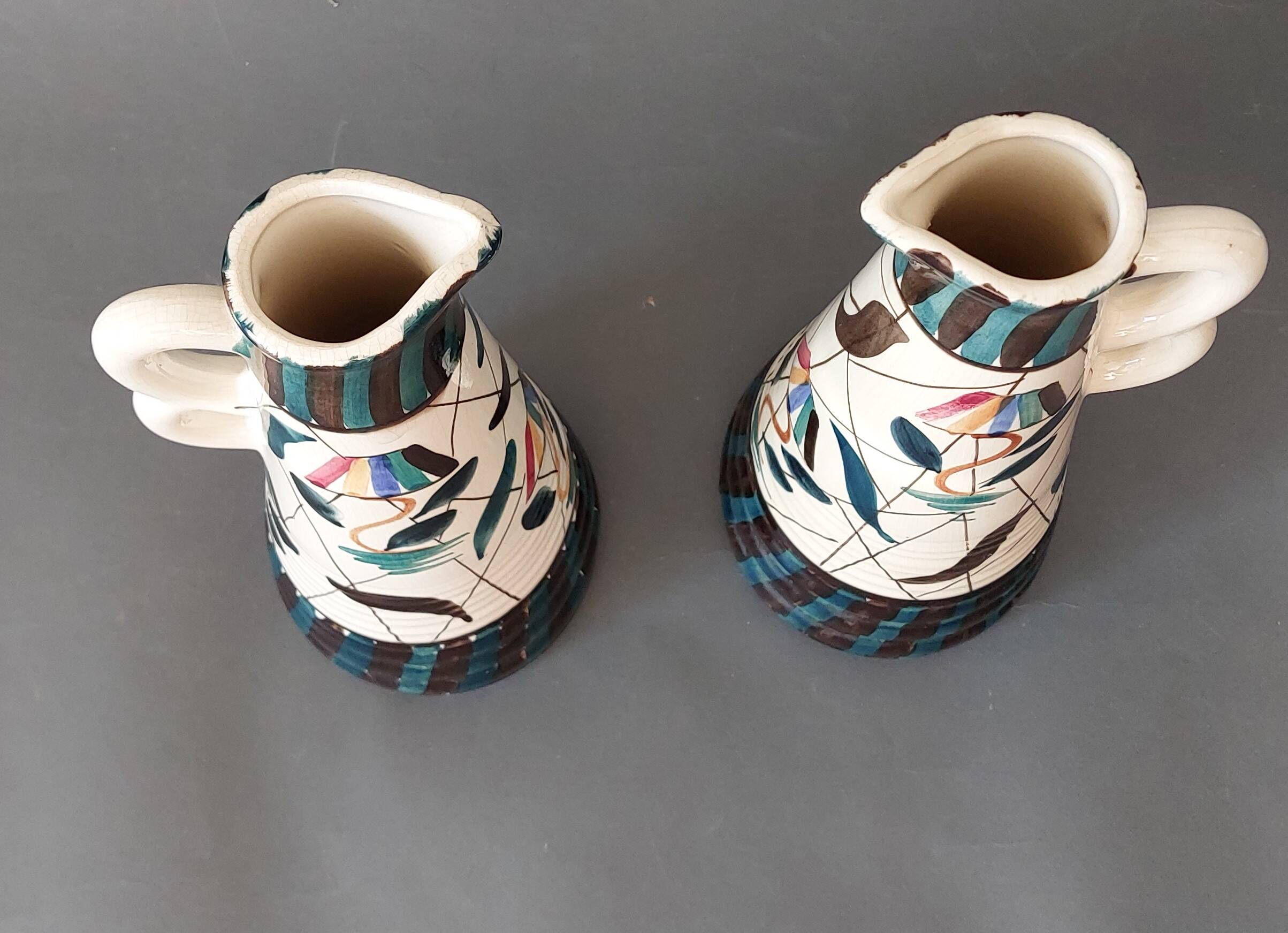 Pair of vases with handles made in Belgium 1950/1960.