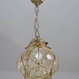 Set of 2 Wonderful Amber Vintage Venetian Lantern, Murano Glass, Italy, 1950s