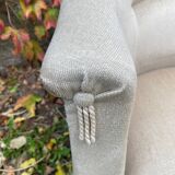 Old toad armchair in beige velvet