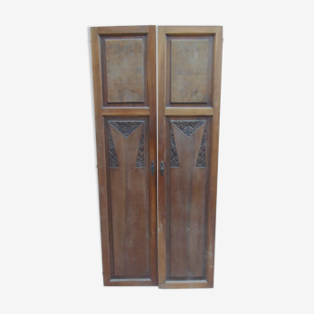 2 portes d'armoire art déco en bois