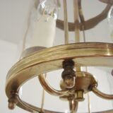 Vintage round brass chandelier Vestibule pendant lamp from the fifties