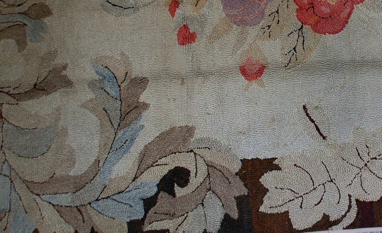 Handmade antique American hooked rug 5.10' x 8.10' (180cm x 272cm) 1880s - 1B539