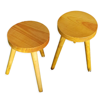 Lot 2 tabouret tripode en bois