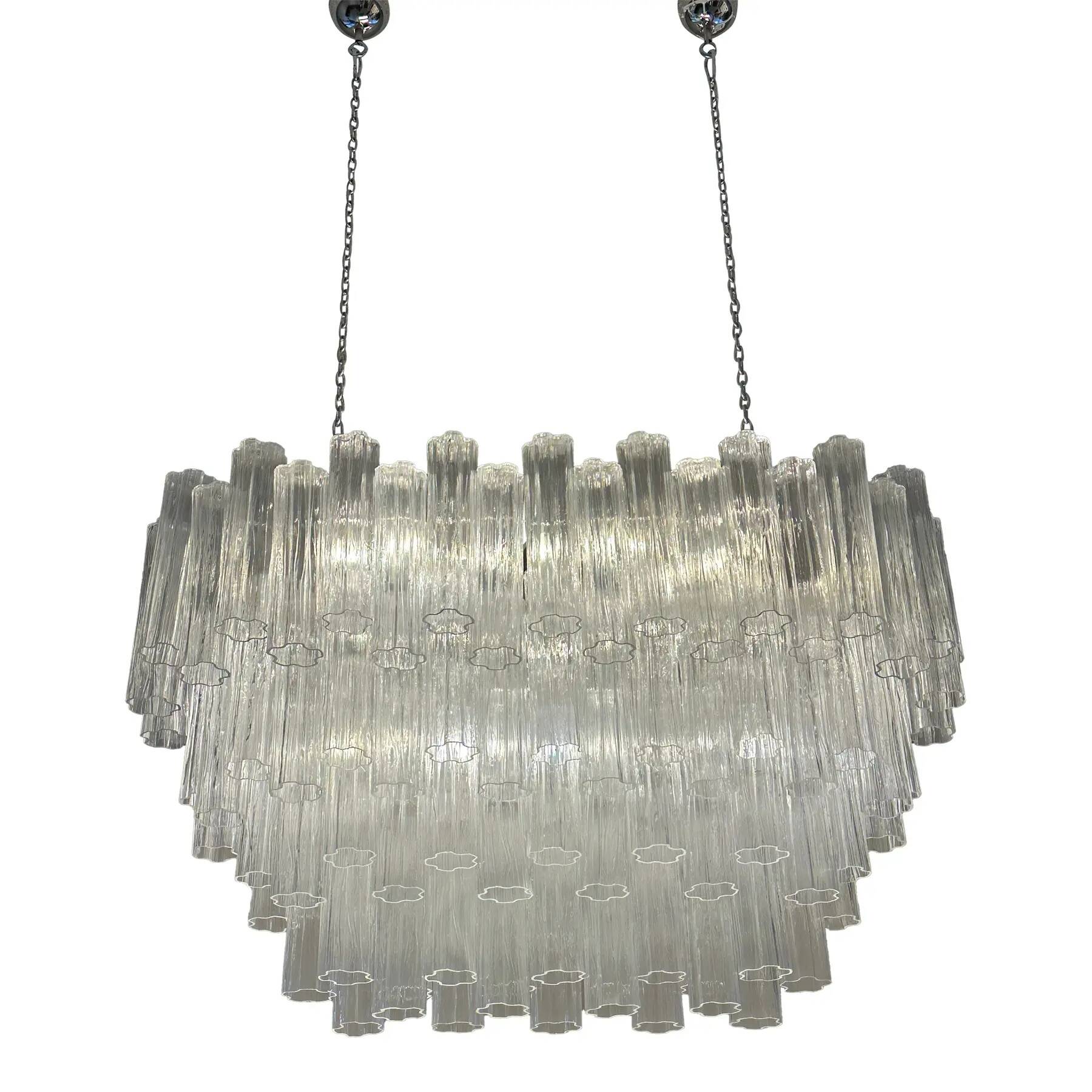 Contemporary Modern Oval "Tronchi" Murano Glass Chandelier