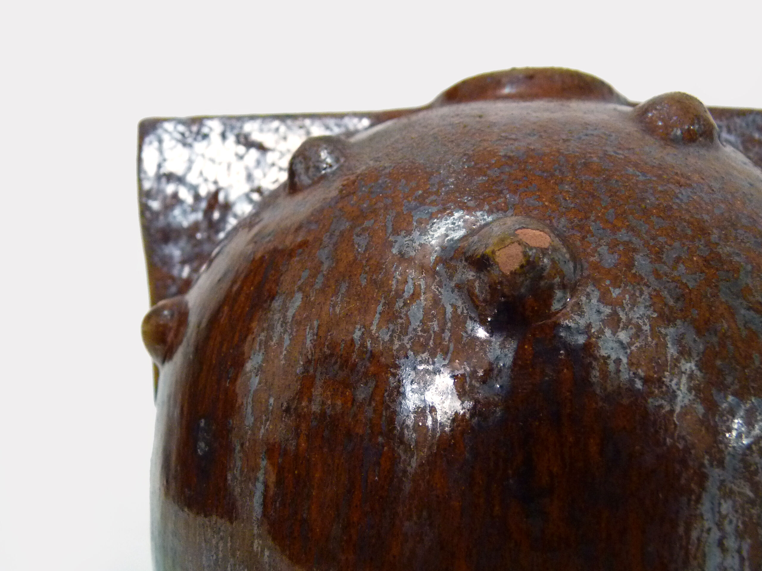 Vase in flamed stoneware with Rambervillers style ear. Signed